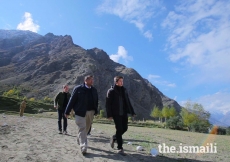 Prince Aly Muhammad visiting Badswat village with Hafiz Sherali, President, Ismaili Council for Pakistan, in Ishkoman Puniyal, Gilgit-Baltistan