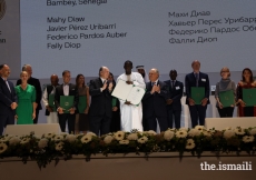 Fally Diop is honoured at the Aga Khan Award for Architecture 2019 Ceremony for his work on the Alioune Diop University Teaching and Research Unit in Bambey, Senegal.