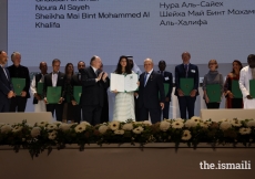 Noura Al Sayeh is honoured at the Aga Khan Award for Architecture 2019 Ceremony for her work on the Revitalisation of Muharraq in Bahrain. 