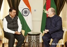 Chief Minister of Maharashtra, Shri Devendra Fadnavis in conversation with Mawlana Hazar Imam.