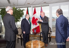Mawlana Hazar Imam and British Columbia Premier John Horgan discuss potential collaboration with the province in areas which reflect shared values of the Ismaili community.