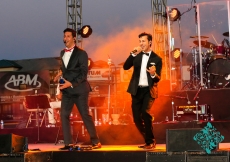 Salim and Sulaiman Merchant perform on stage at the Jubilee Concert in Houston