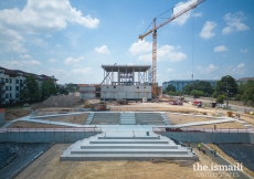 Looking south - North Garden event terrace with performance area - May 2023