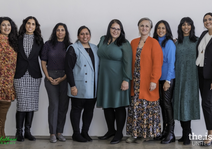 [Left to right): Farrah Fazal, Saima Habib, Salima Bhimani PhD, Zeenat Bhamani, Aziza Hasan, Edina Lekovic, Nadia Allaudin CIMA, Farah Merani, and Alysha Kassam Mukhida.