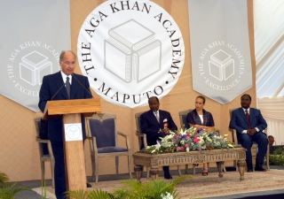Mawlana Hazar Imam addresses the audience of dignitaries at the Foundation Stone Laying Ceremony for an Aga Khan Academy Centre of Excellence in Maputo.