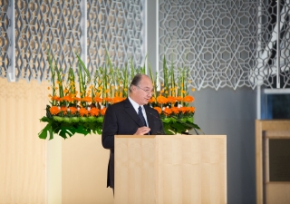 Mawlana Hazar Imam, recipient of the 2013 Royal Architectural Institute of Canada Gold Medal, addresses the audience gathered at the Delegation of the Ismaili Imamat in Ottawa, upon receiving the honour.