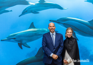 Prince Hussain and Princess Fareen at the UK launch event for the photography exhibition The Living Sea – Fragile Beauty at The Ismaili Centre, London.