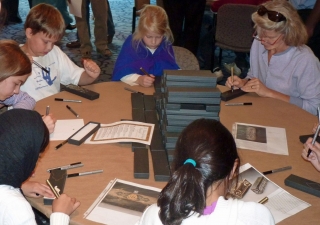 Family Day activities at the Museum included hands-on activities like this Calligraphy Corner.