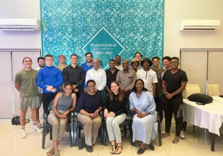 South Africa Centre Coordinating Chair and Ismaili Council for Kenya member, Salim Shermohammed, with the University students and Faculty Members, at Sandton Jamatkhana
