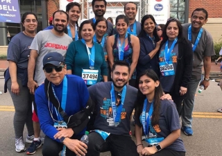 Jamati members participate in a marathon together in Richmond, Virginia
