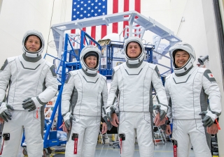 Four of the crew members of Expedition 65 currently aboard the International Space Station, including flight engineers Thomas Pesquet (ESA), Megan McArthur (NASA), and Shane Kimbrough (NASA) as well as Commander Akihiko Hoshide (JAXA).