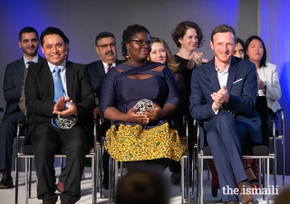The three winners of the 2019 Global Pluralism Award: Aung Kyaw Moe on behalf of the Centre for Social Integrity, an organisation that provides youth from Myanmar’s conflict-affected regions with the skills to be leaders for change; Deborah Ahenkorah, a Ghanaian social entrepreneur and book publisher; and Igor Radulović on behalf of Learning History that is not yet History, a network in the Balkans developing a new approach to teaching the history of conflict.