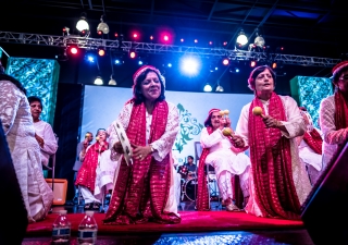 Seniors of the "Matki" band perform in the evening of Diamond Jubilee, in Pasadena, CA.