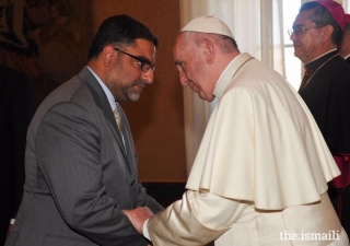Dr. Hussein Rashid’s audience with Pope Francis at a conference on environmental care in September 2016
