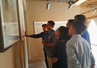 Students learn about the Aga Khan Award for Architecture during a visit to the Al Jahili Fort in Al Ain. Fatima Kamran