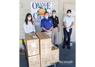 Boxes of masks that were donated to Orange County Emergency Management Services.