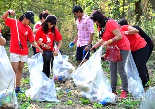Volunteers clean parks as part of the Ismaili CIVIC 150 initiative in Mississauga.