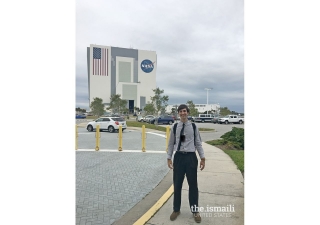 First work day at NASA's Kennedy Space Center, standing in front of the Vehicle Assembly Building.