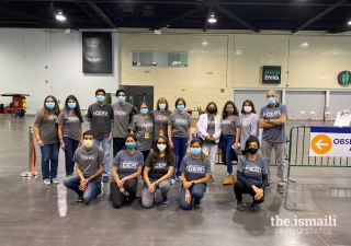 I-CERV volunteers at the Orange County vaccination site at the Anaheim Convention Center, on April 2, 2021.