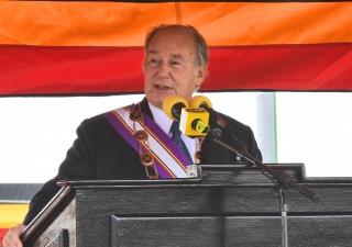 Mawlana Hazar Imam delivers remarks after being awarded The Most Excellent Order of the Pearl of Africa.
