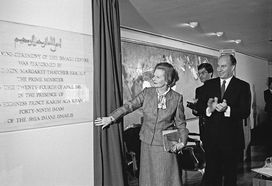 Prime Minister Margaret Thatcher officially opens the Ismaili Centre, London in the presence of Mawlana Hazar Imam. Photo: Nick Hewer